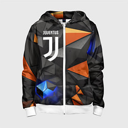 Толстовка на молнии детская Juventus orange black style, цвет: 3D-белый