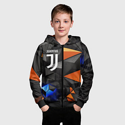 Толстовка на молнии детская Juventus orange black style, цвет: 3D-черный — фото 2