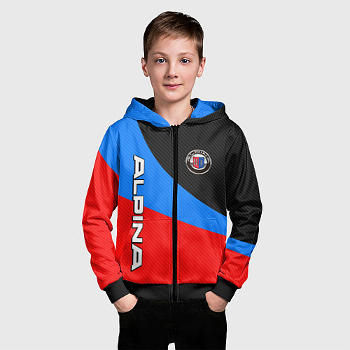 Детская толстовка на молнии Alpina - classic colors / 3D-Черный – фото 3