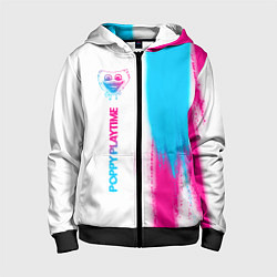 Толстовка на молнии детская Poppy Playtime neon gradient style: по-вертикали, цвет: 3D-черный