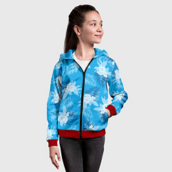 Толстовка на молнии детская Синие цветы - Vice city - new ver, цвет: 3D-красный — фото 2