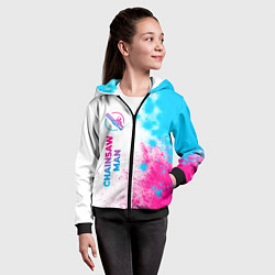 Толстовка на молнии детская Chainsaw Man neon gradient style: по-вертикали, цвет: 3D-черный — фото 2