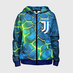 Детская толстовка на молнии Juventus blue green neon