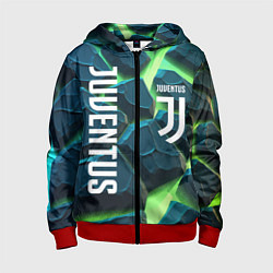 Толстовка на молнии детская Juventus green neon, цвет: 3D-красный