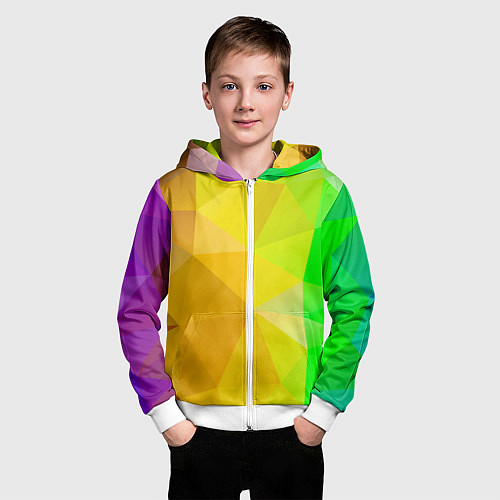 Детская толстовка на молнии Жёлто-зелёная геометрия / 3D-Белый – фото 3