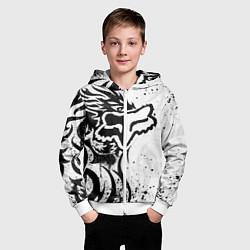 Толстовка на молнии детская Fox motocross - белый дракон, цвет: 3D-белый — фото 2