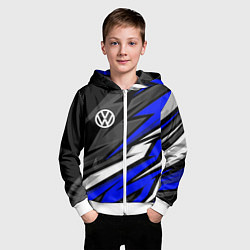 Толстовка на молнии детская Volkswagen - Синяя абстракция, цвет: 3D-белый — фото 2