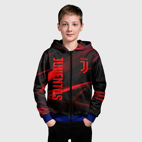 Детская толстовка на молнии Juventus black red logo / 3D-Синий – фото 3