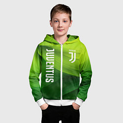 Толстовка на молнии детская Ювентус лого на зеленом фоне, цвет: 3D-белый — фото 2