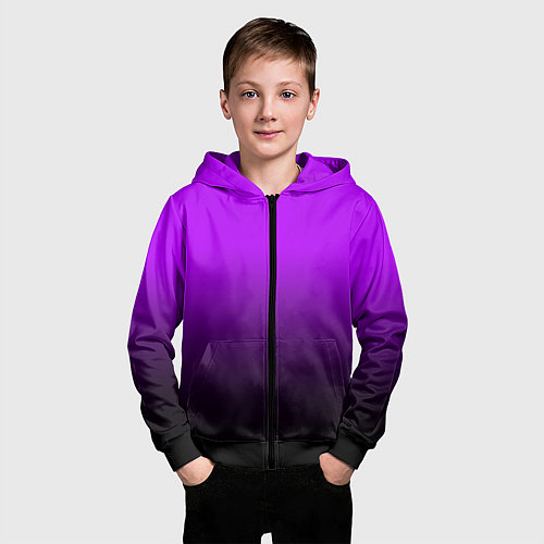 Детская толстовка на молнии Градиент фиолетово-чёрный / 3D-Черный – фото 3
