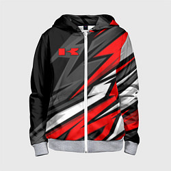 Толстовка на молнии детская Kawasaki - red uniform, цвет: 3D-меланж