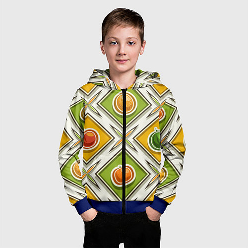 Детская толстовка на молнии Fruits and berries pattern / 3D-Синий – фото 3