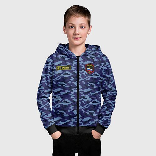 Детская толстовка на молнии Камуфляж охрана - Иван / 3D-Черный – фото 3