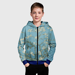 Толстовка на молнии детская Цветущие ветки миндаля - картина ван Гога, цвет: 3D-синий — фото 2