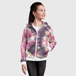 Толстовка на молнии детская Tie-Dye дизайн, цвет: 3D-белый — фото 2