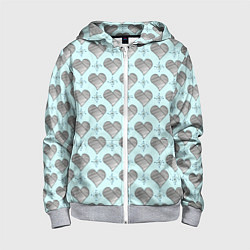 Толстовка на молнии детская Сердечко черно - белое и снежинка, цвет: 3D-меланж