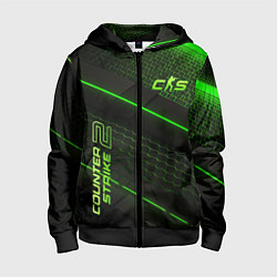 Толстовка на молнии детская CS2 green neon, цвет: 3D-черный