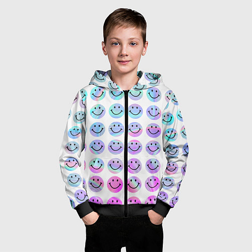 Детская толстовка на молнии Smiley holographic / 3D-Черный – фото 3