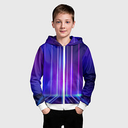 Толстовка на молнии детская Neon glow - vaporwave - strips, цвет: 3D-белый — фото 2