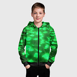 Толстовка на молнии детская Зеленые свечения, цвет: 3D-черный — фото 2