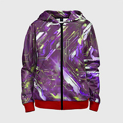 Толстовка на молнии детская Космические кибер схемы фиолетовые, цвет: 3D-красный