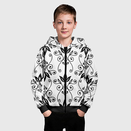 Детская толстовка на молнии Royal Lily - pattern / 3D-Черный – фото 3