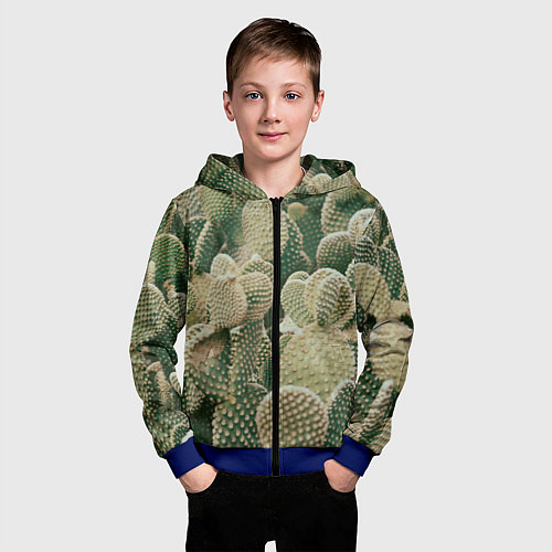 Детская толстовка на молнии Поле кактусов / 3D-Синий – фото 3
