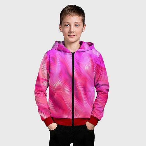 Детская толстовка на молнии Pink abstract texture / 3D-Красный – фото 3