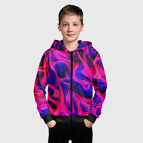 Детская толстовка на молнии Pink blue abstract / 3D-Черный – фото 3