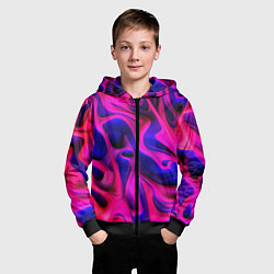 Толстовка на молнии детская Pink blue abstract, цвет: 3D-черный — фото 2