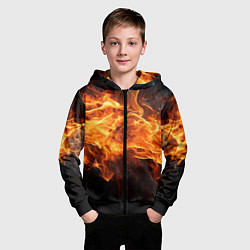 Толстовка на молнии детская Black fire style, цвет: 3D-черный — фото 2