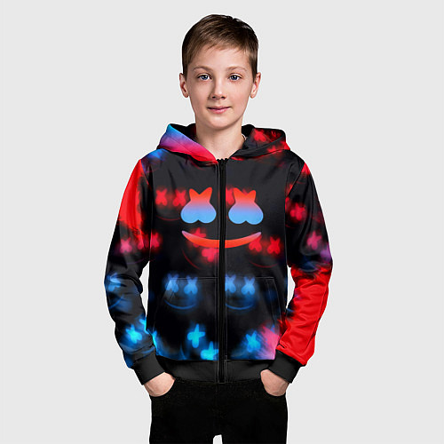 Детская толстовка на молнии Marshmello skibidi dob dob / 3D-Черный – фото 3