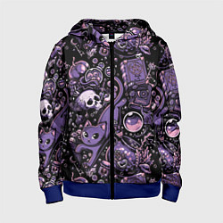 Толстовка на молнии детская Ведьминский паттерн, цвет: 3D-синий