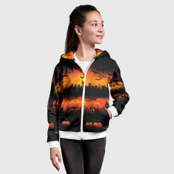 Толстовка на молнии детская Кошки хэллоуина, цвет: 3D-белый — фото 2