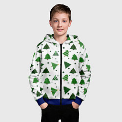 Толстовка на молнии детская Узор с зелеными елочками, цвет: 3D-синий — фото 2