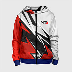 Детская толстовка на молнии N7 mass effect - white and red