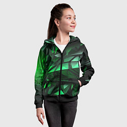Толстовка на молнии детская Green abstract, цвет: 3D-черный — фото 2