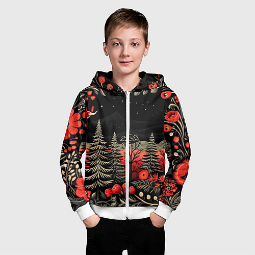 Детская толстовка на молнии Новогодняя темная ночь / 3D-Белый – фото 3