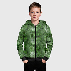 Толстовка на молнии детская Крокодилья кожа паттерн, цвет: 3D-черный — фото 2