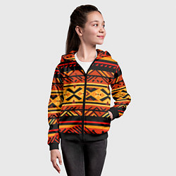 Толстовка на молнии детская Узор в этническом стиле масаев, цвет: 3D-черный — фото 2