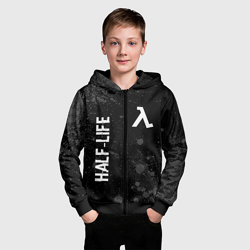 Детская толстовка на молнии Half-Life glitch на темном фоне вертикально / 3D-Черный – фото 3