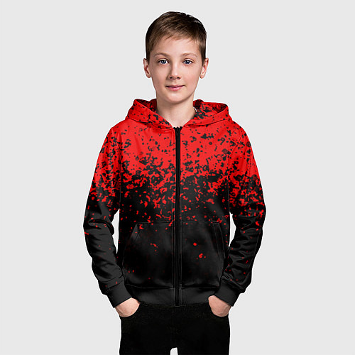Детская толстовка на молнии Красно-чёрный переход / 3D-Черный – фото 3