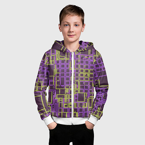 Детская толстовка на молнии Разноцветные толстые линии / 3D-Белый – фото 3