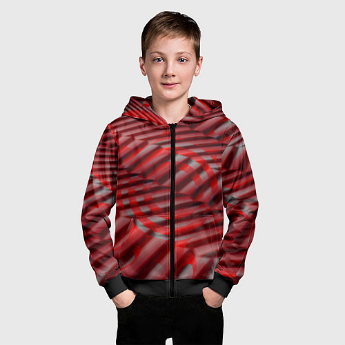 Детская толстовка на молнии Горящие плитки / 3D-Черный – фото 3