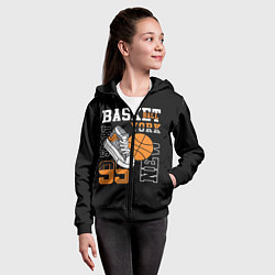 Толстовка на молнии детская Basketball New York, цвет: 3D-черный — фото 2