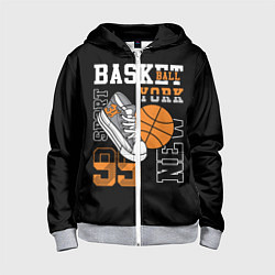 Толстовка на молнии детская Basketball New York, цвет: 3D-меланж