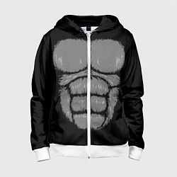 Толстовка на молнии детская Торс кинг конга, цвет: 3D-белый