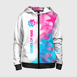 Толстовка на молнии детская Gears of War neon gradient style по-вертикали, цвет: 3D-черный