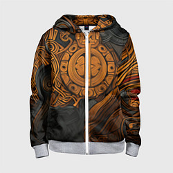 Толстовка на молнии детская Узор в скандинавском фолк-арт стиле, цвет: 3D-меланж