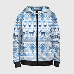 Детская толстовка на молнии Blue sweater with reindeer